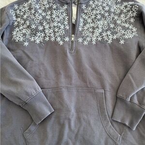 Free People floral beaded embellished Gray Sweatshirt Size XL